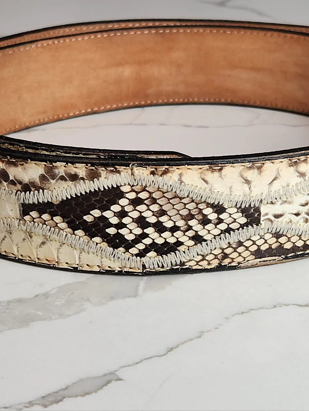 Vintage Snakeskin Western Belt with Patriotic Buckle